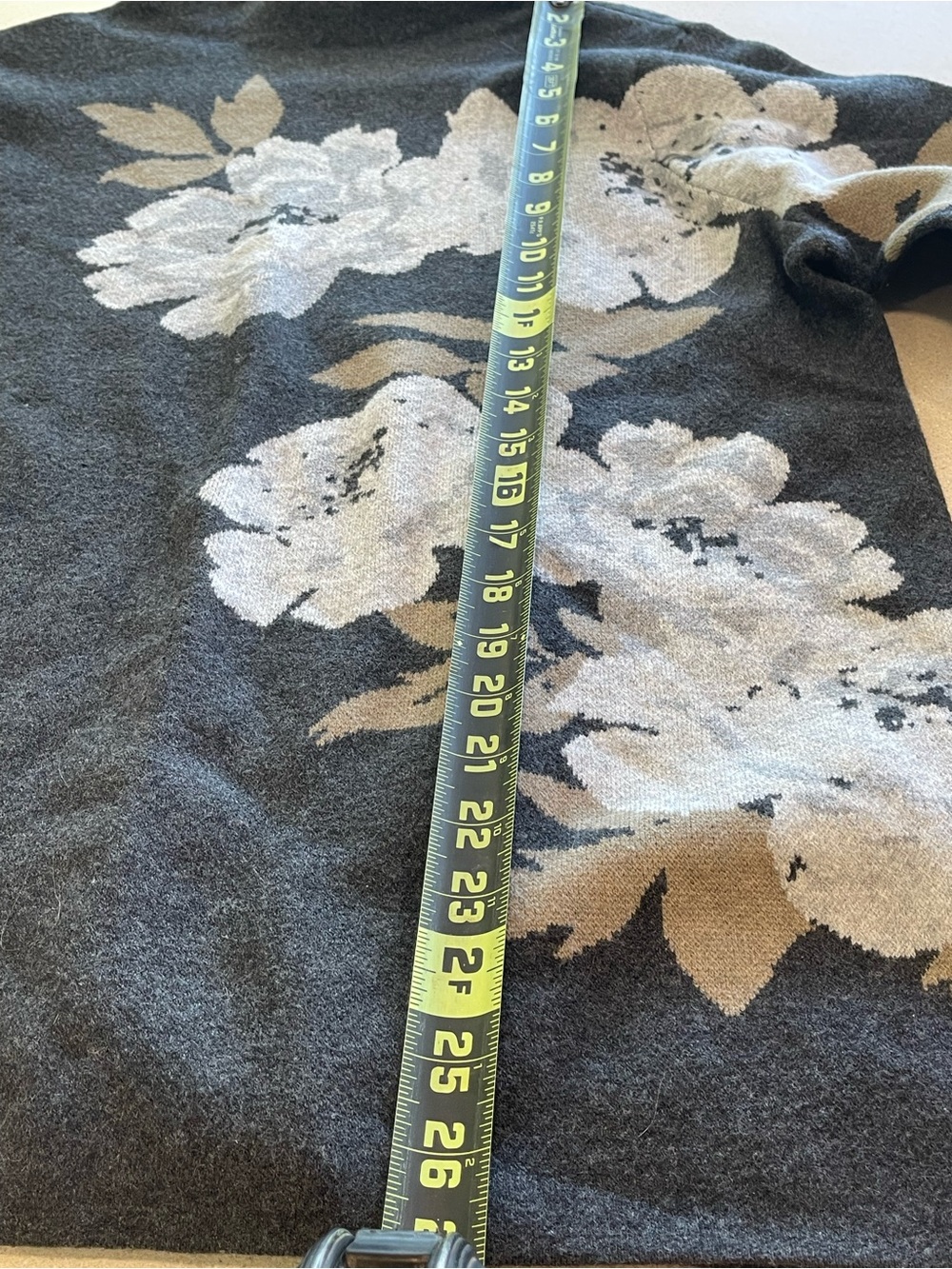 NWT J. Jill Charcoal Gray Floral Mock Neck Sweater with Cream and Tan Accents - Picture 5 of 5